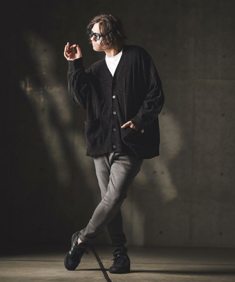 GLIMCLAP(グリムクラップ)】Cardigan sweater-Chenille yarn & Grid