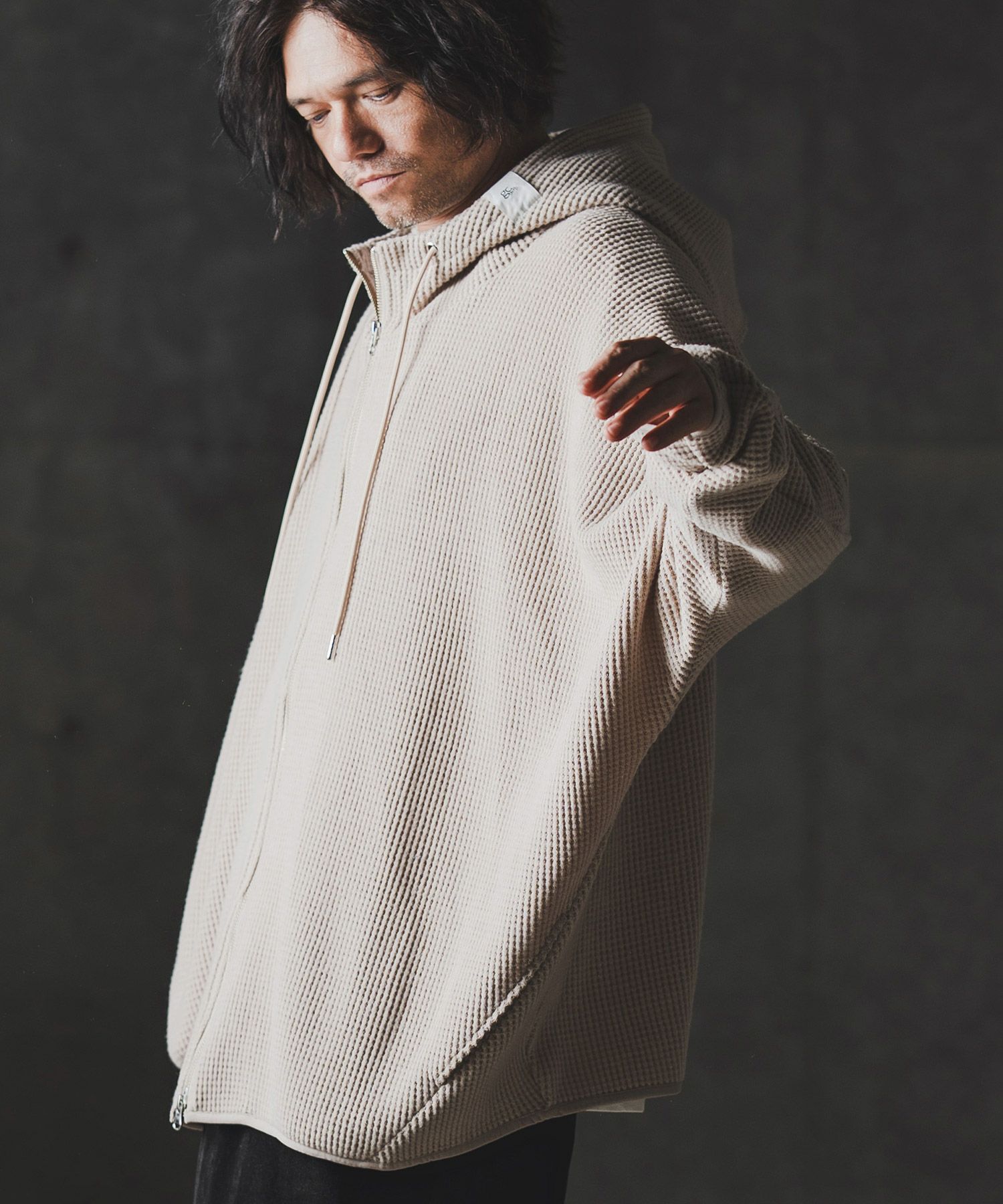 GLIMCLAP(グリムクラップ)】Zip-up hoodie-Soft brushed waffle fabric