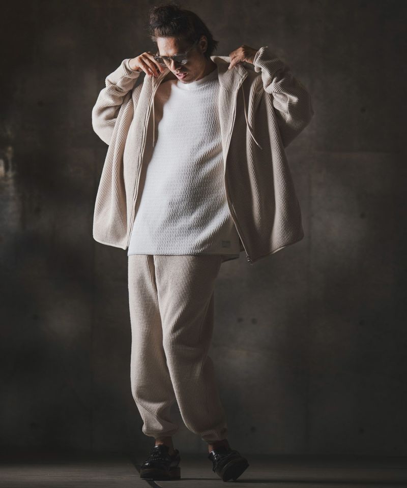 CPG GOLF クロップド丈 ボアジップパーカー GLIMCLAP(グリムクラップ)】Zip-up hoodie-Soft brushed waffle fabric