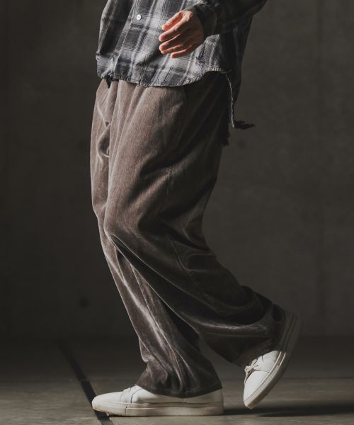 【GLIMCLAP(グリムクラップ)】【予約販売8月下旬～9月上旬入荷】Velour fabric wide-leg trousers ベロアパンツ(19-016-gla-cf)