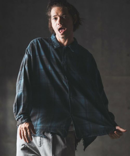 【GLIMCLAP(グリムクラップ)】Ripped viyella plaid shirt チェックシャツ(19-031-gla-cf)