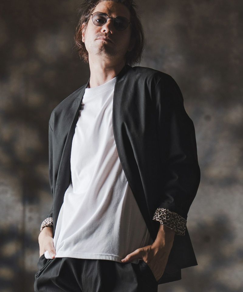 GLIMCLAP ノーカラージャケット GLIMCLAP(グリムクラップ)】Minimal Jacket-stretch chino cloth