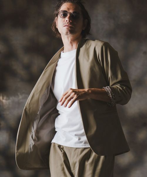 【GLIMCLAP(グリムクラップ)】【予約販売8月中旬～下旬入荷】Minimal Jacket-stretch chino cloth- ノーカラージャケット(19-001-gla-cf)