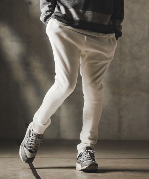 【GLIMCLAP(グリムクラップ)】【予約販売8月中旬～下旬入荷】High-rise slim-fit pants-Bonded fleece-lined double-knit fabric- スリムパンツ(19-021-gla-cf)