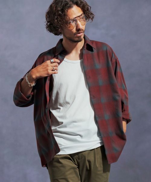 【Jih Nunc(ジーヌンク)】【予約販売10月中旬～下旬入荷】起毛オンブレーチェックシャツ(JIH-R1115)