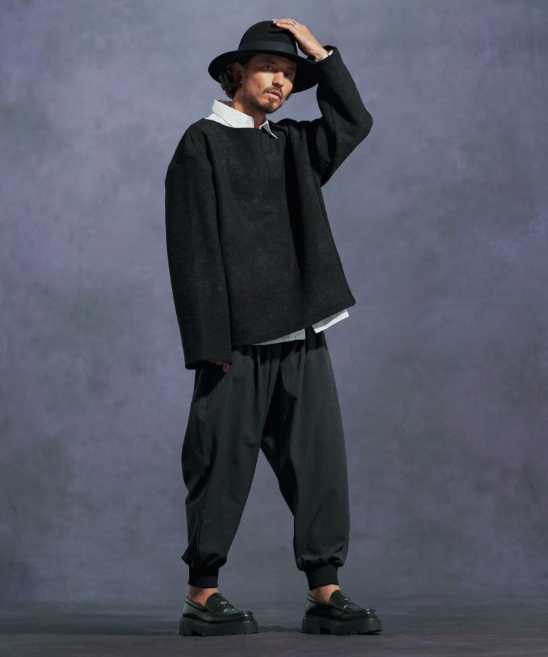 Jih Nunc(ジーヌンク)】ボートネックルーズシルエット起毛カットソー