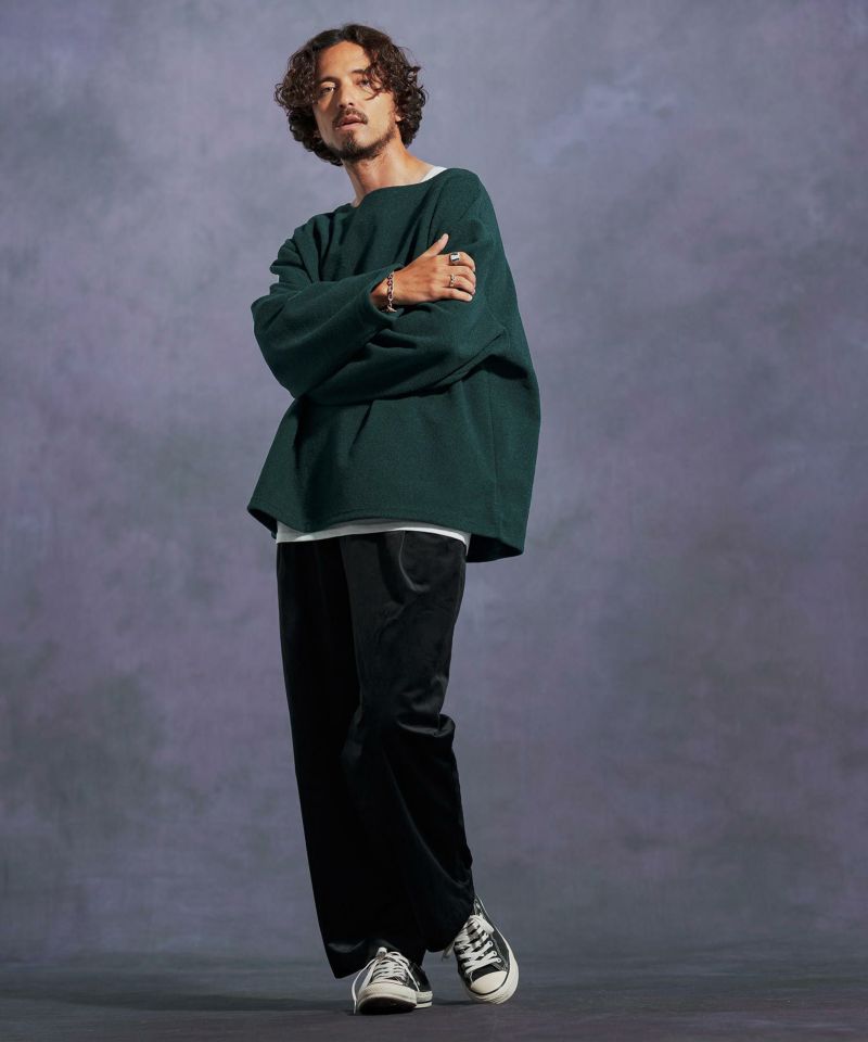 Jih Nunc(ジーヌンク)】ボートネックルーズシルエット起毛カットソー