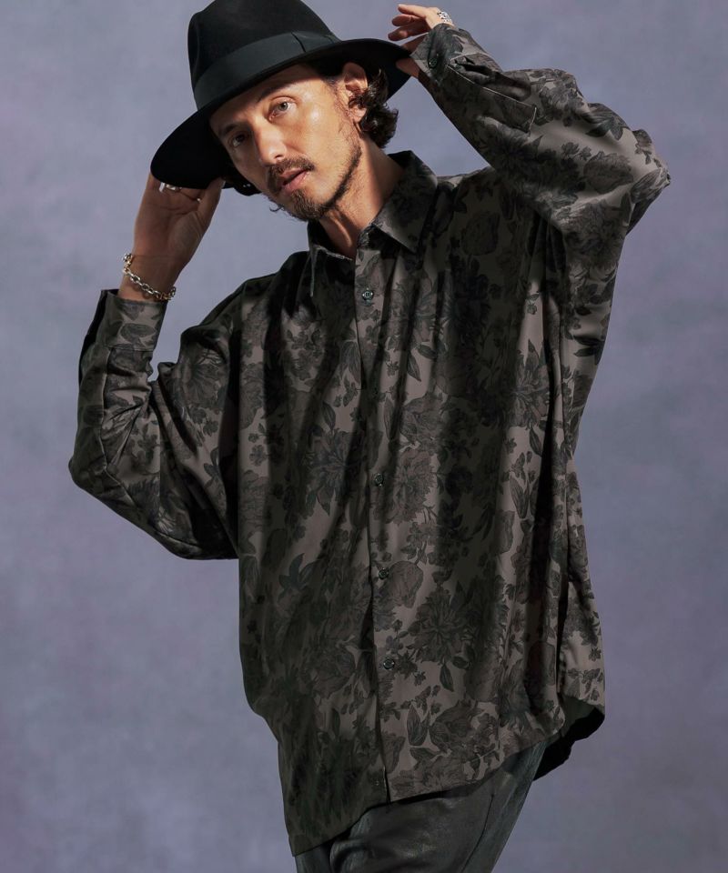 Jih Nunc(ジーヌンク)】フラワー総柄ドルマンスリーブシャツ(JIH-R1119