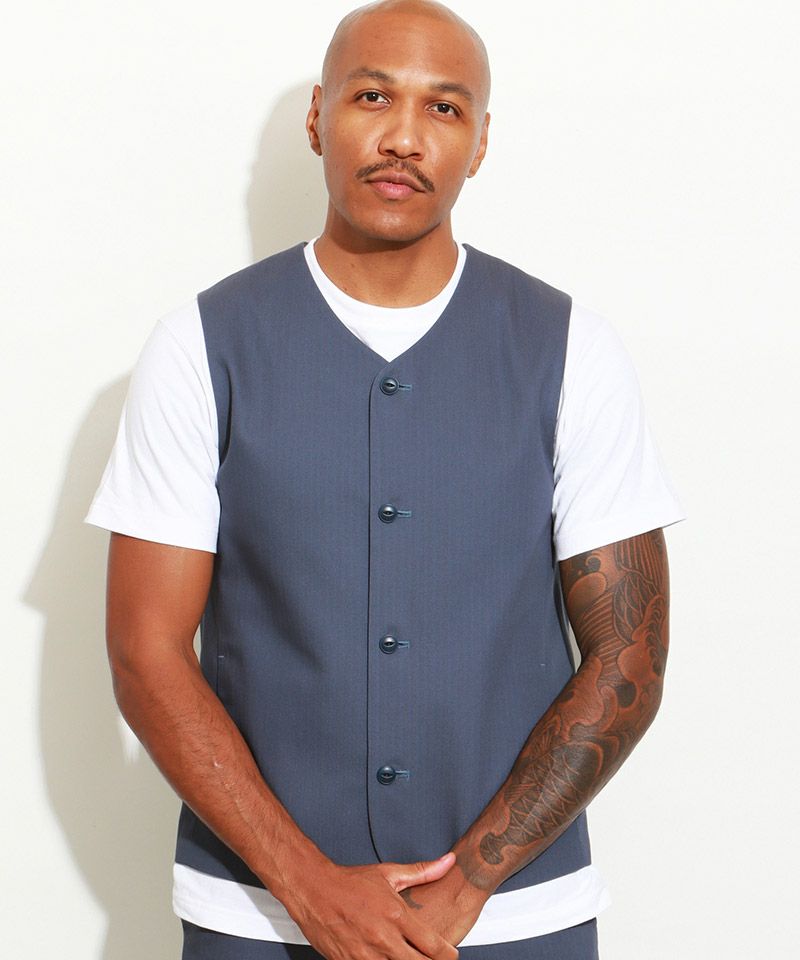 CALEE DOBBY HERRINGBONE VEST ヘリンボーンベスト M ROTAR(ローター)】【予約販売10月上旬～中旬入荷】TC