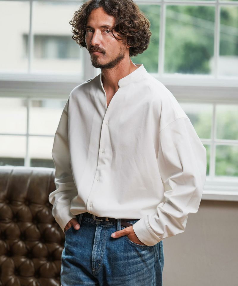 2023SS ジャーナルスタンダード スキッパー キーネックシャツ 美品 麻 Magine(マージン)】TR Skipper Shirt スキッパーシャツ(MGN-253-027