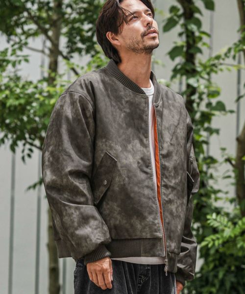 【CAMBIO(カンビオ)】【予約販売11月中旬～下旬入荷】Vintage Like Synthetic Leather Oversized MA-1 ブルゾン(PF-252-023)