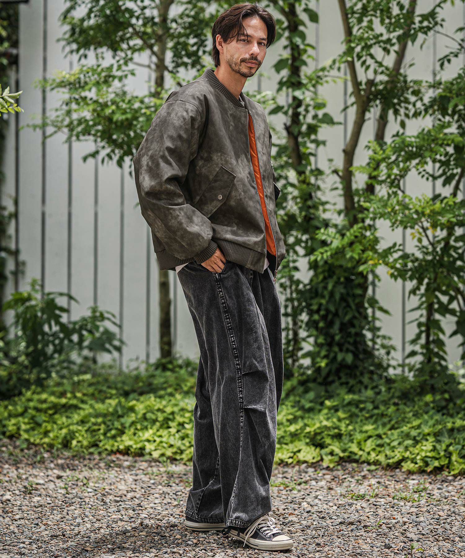 CAMBIO(カンビオ)】Vintage Like Synthetic Leather Oversized MA-1