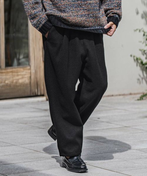 【CAMBIO(カンビオ)】【予約販売11月中旬～下旬入荷】Melton Wide Silhouette Easy Pants イージーパンツ(PF-252-015)