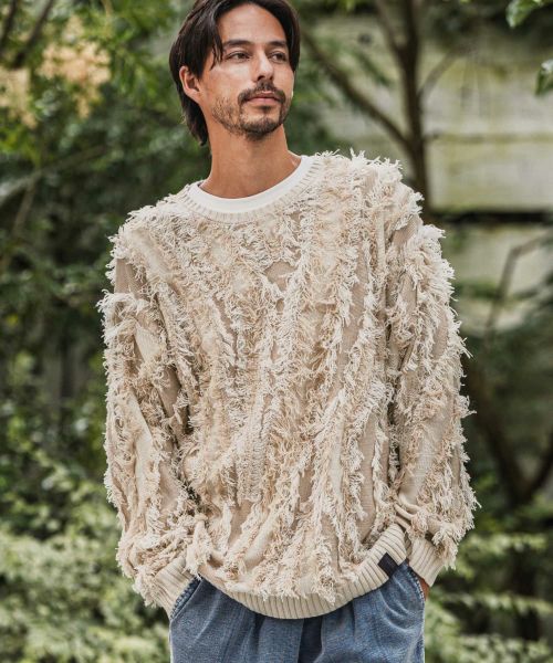【CAMBIO(カンビオ)】【予約販売11月中旬～下旬入荷】Fringe Jacquard Knit Pullover ニット(PF-252-014)