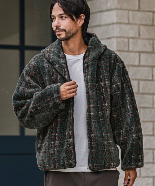 【CAMBIO(カンビオ)】【予約販売11月中旬～下旬入荷】Check Boa Zip Up Hooded Jacket　ジップアップフーディー(PF-252-019)