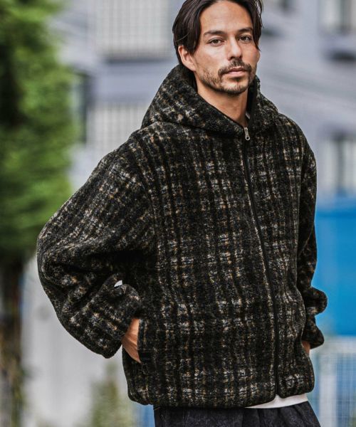 【CAMBIO(カンビオ)】【予約販売11月中旬～下旬入荷】Check Boa Zip Up Hooded Jacket　ジップアップフーディー(PF-252-019)
