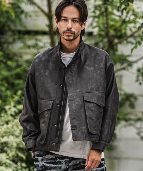 【CAMBIO(カンビオ)】【予約販売10月中旬～下旬入荷】Vintage Like Synthetic Leather Short Flight Jacket レザージャケット(PF-252-008)