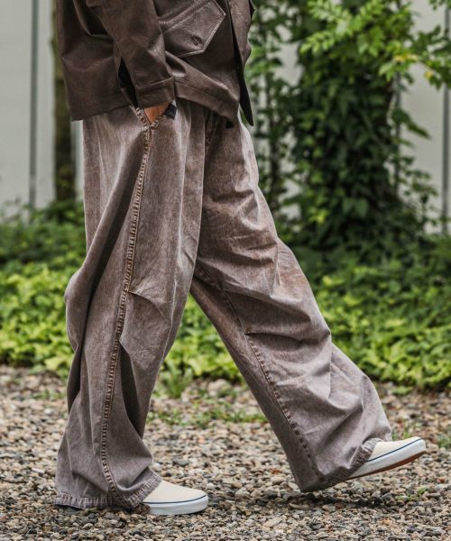 【CAMBIO(カンビオ)】【予約販売10月中旬～下旬入荷】Powder Processed Snow Camo Wide Pants ワイドパンツ(PF-252-009)