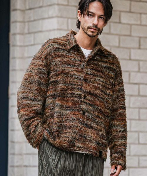 【CAMBIO(カンビオ)】【予約販売10月中旬～下旬入荷】Mohair Knit Like Multi Color Shirts ニットシャツ(PF-252-021)