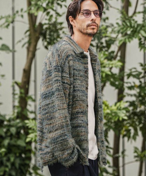 【CAMBIO(カンビオ)】【予約販売10月中旬～下旬入荷】Mohair Knit Like Multi Color Shirts ニットシャツ(PF-252-021)