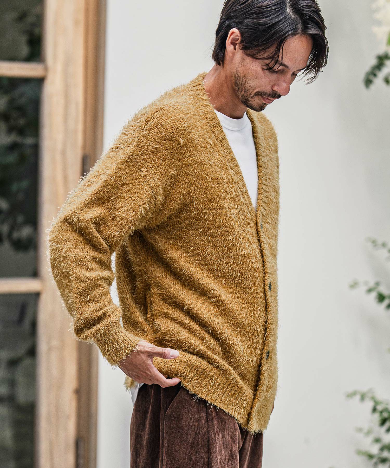 CAMBIO(カンビオ)】Minimal Shaggy Knit Cardigan シャギーニット