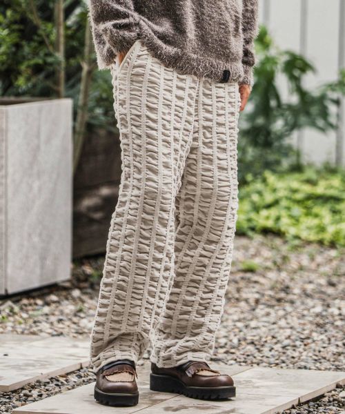 【CAMBIO(カンビオ)】【予約販売10月上旬～中旬入荷】Floating Jacquard Mole Knit Wide Straight Pants ニットパンツ(A54625cmb)