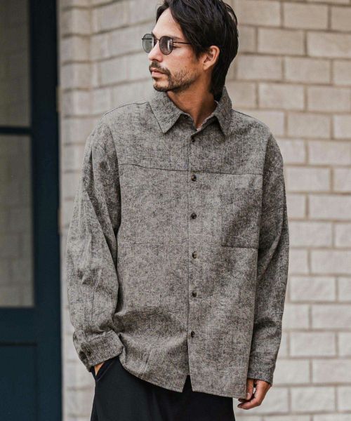 【CAMBIO(カンビオ)】【予約販売9月中旬～下旬入荷】Vintage Like Fade Print Oversized Shirts シャツ(PF-252-001)