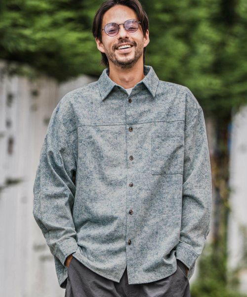 【CAMBIO(カンビオ)】【予約販売9月中旬～下旬入荷】Vintage Like Fade Print Oversized Shirts シャツ(PF-252-001)