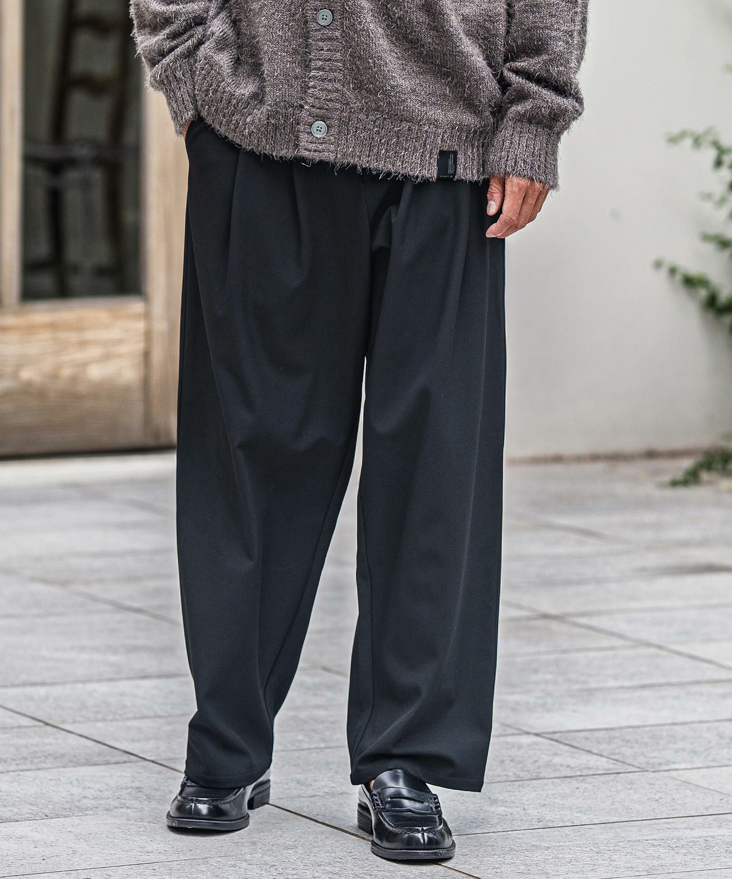 CAMBIO(カンビオ)】Slacks Fabric Wide Straight Pants ワイド