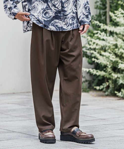 【CAMBIO(カンビオ)】【予約販売9月中旬～下旬入荷】Slacks Fabric Wide Straight Pants ワイドストレートパンツ(A54225cmb)