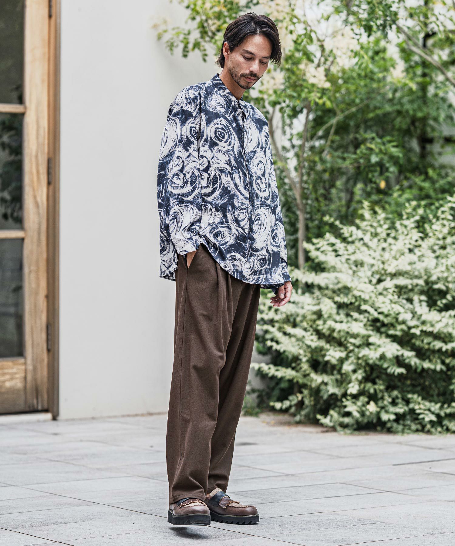 CAMBIO(カンビオ)】Slacks Fabric Wide Straight Pants ワイド