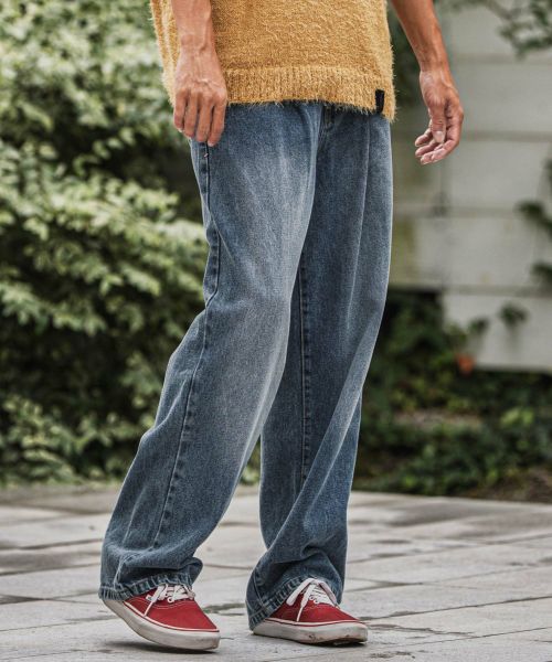 【CAMBIO(カンビオ)】【予約販売8月下旬～9月上旬入荷】Wide Straight Line Tuck Denim Pants デニムパンツ(AI-252-001)
