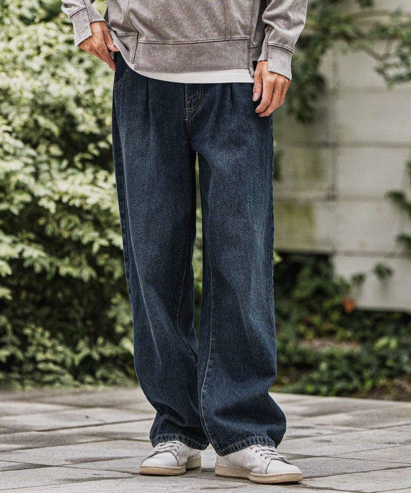 CAMBIO(カンビオ)】Wide Straight Line Tuck Denim Pants デニム