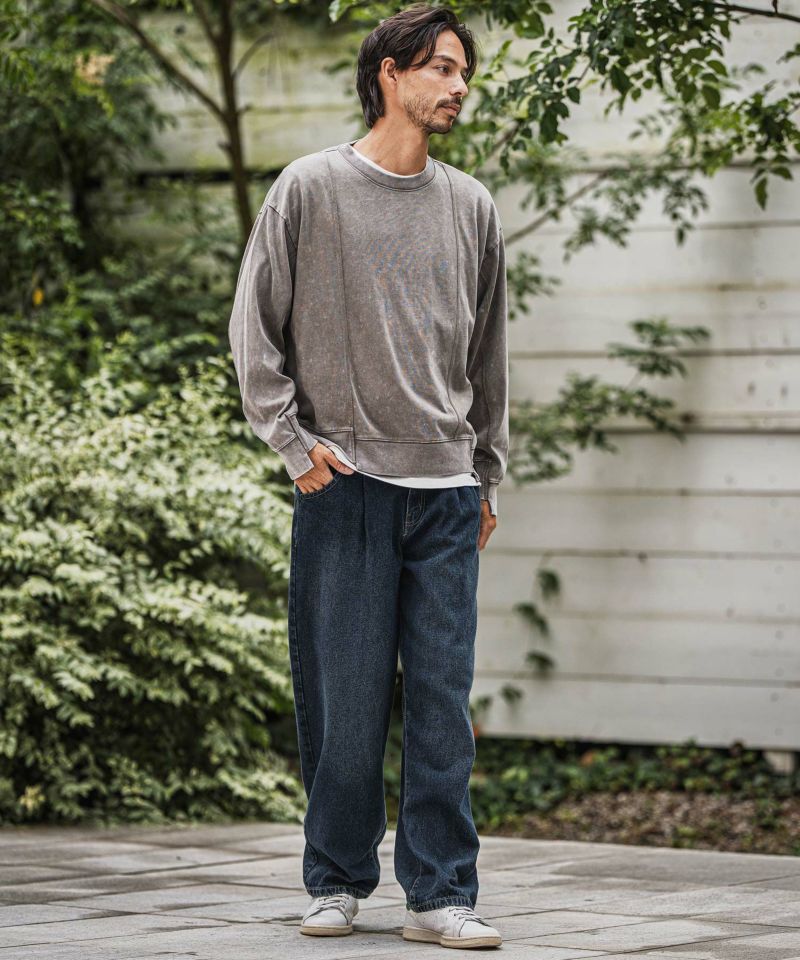 cambio カンビオ　デニムパンツ CAMBIO(カンビオ)】Wide Straight Line Tuck Denim Pants デニム