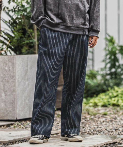 【CAMBIO(カンビオ)】【予約販売8月下旬～9月上旬入荷】Stripe Denim Wide Straight Pants ワイドストレートデニムパンツ(A54325cmb)