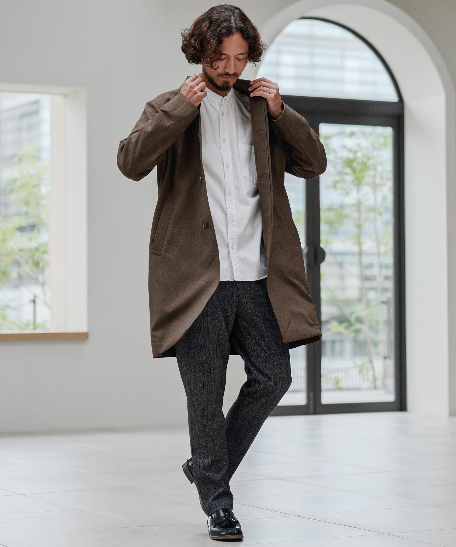 CALL&RESPONSE(コールアンドレスポンス)】ステンカラーコート-メランジ