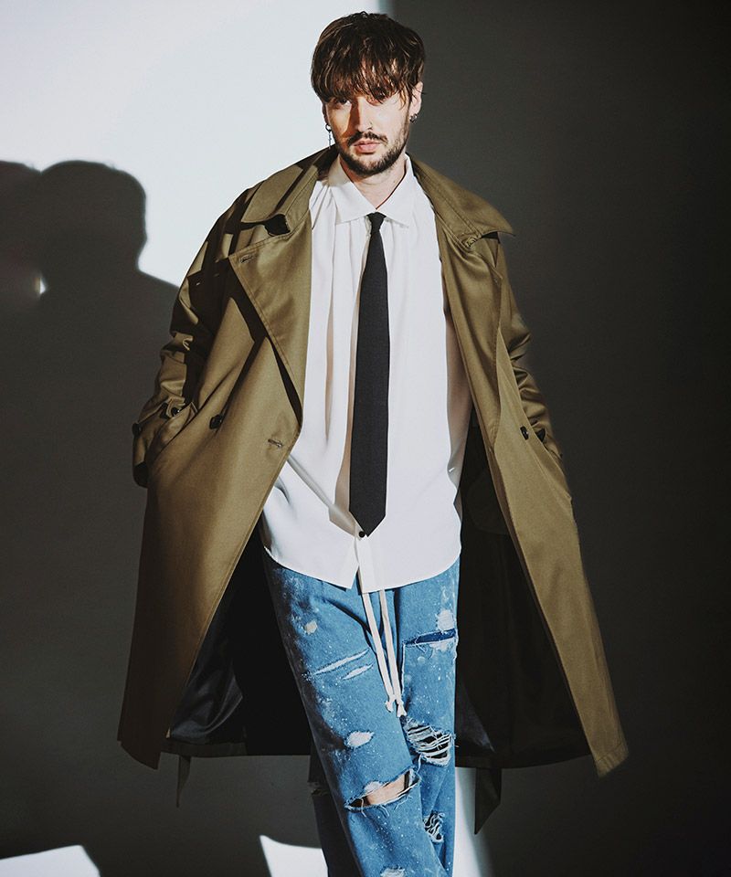 30%OFF【NO ID.(ノーアイディー)】ﾈｸﾀｲ付ﾈｯｸｷﾞｬｻﾞｰBIG-SH シャツ