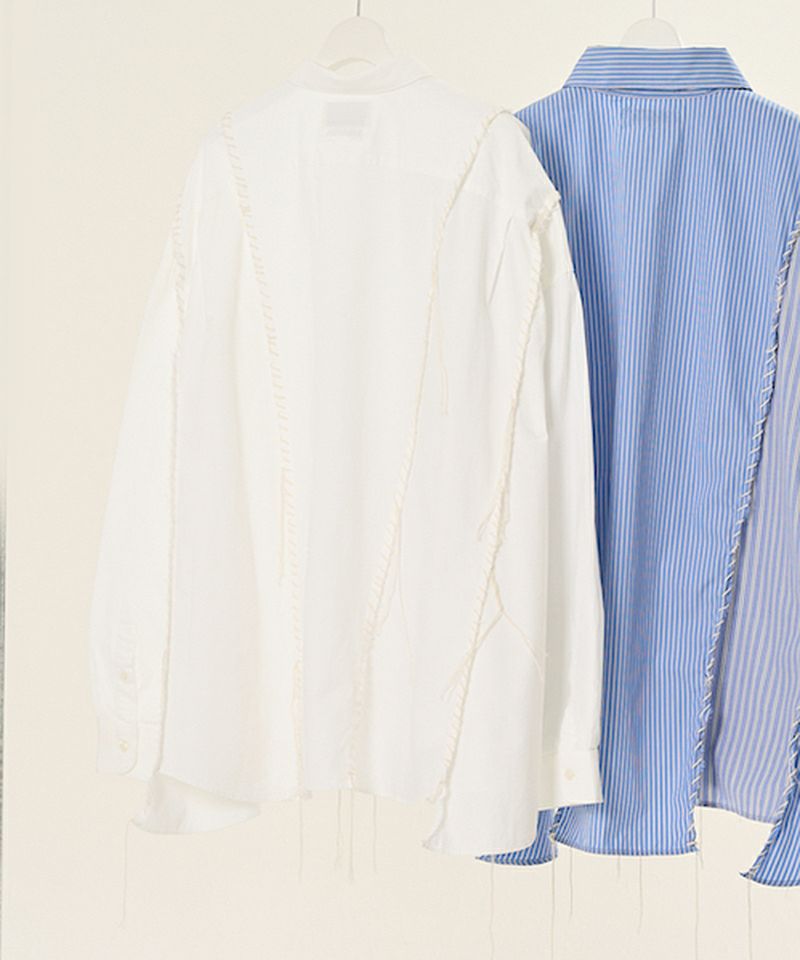 DISCOVERED ドッキング長袖シャツ グレー系 DISCOVERED ドッキング長袖シャツ グレー系