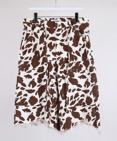 【DISCOVERED(ディスカバード)】【予約販売3月上旬～中旬入荷】COW PRINT DOUBLE KNEE SHORT ショートパンツ(DC-SS26-PT-04)