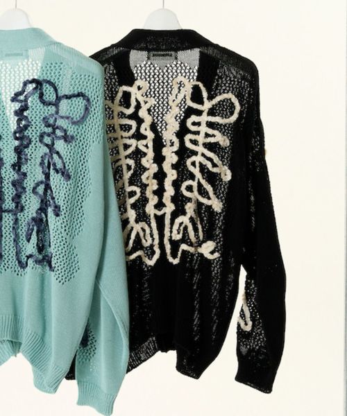 【DISCOVERED(ディスカバード)】【予約販売2月上旬～中旬入荷】SKELTON MESH KNIT CARDIGAN メッシュニットカーディガン(DC-CL-KN-02)