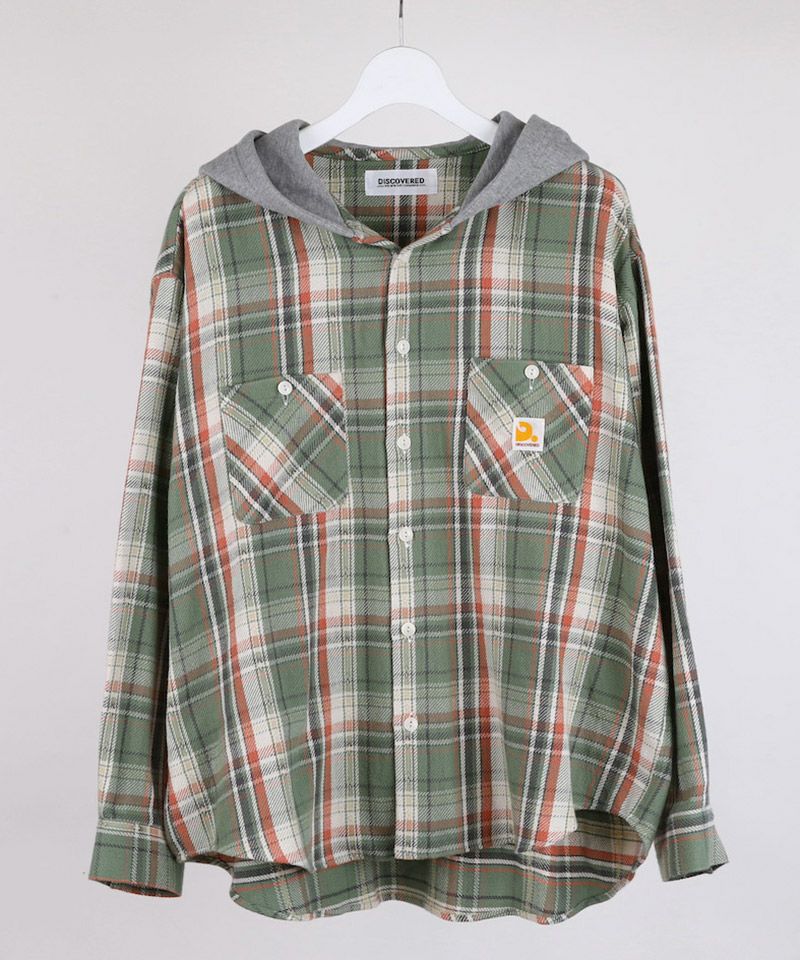 DISCOVERED(ディスカバード)】DEVILS HOODIE CHECK SHIRTS フーディー