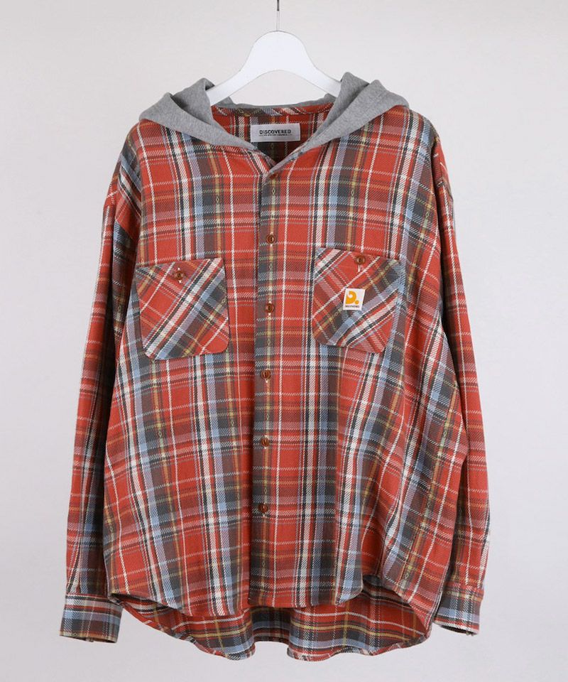 DISCOVERED(ディスカバード)】DEVILS HOODIE CHECK SHIRTS フーディー