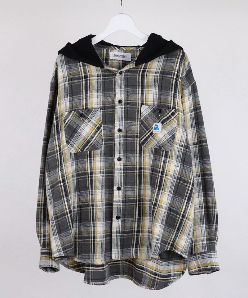 DISCOVERED(ディスカバード)】DEVILS HOODIE CHECK SHIRTS フーディー