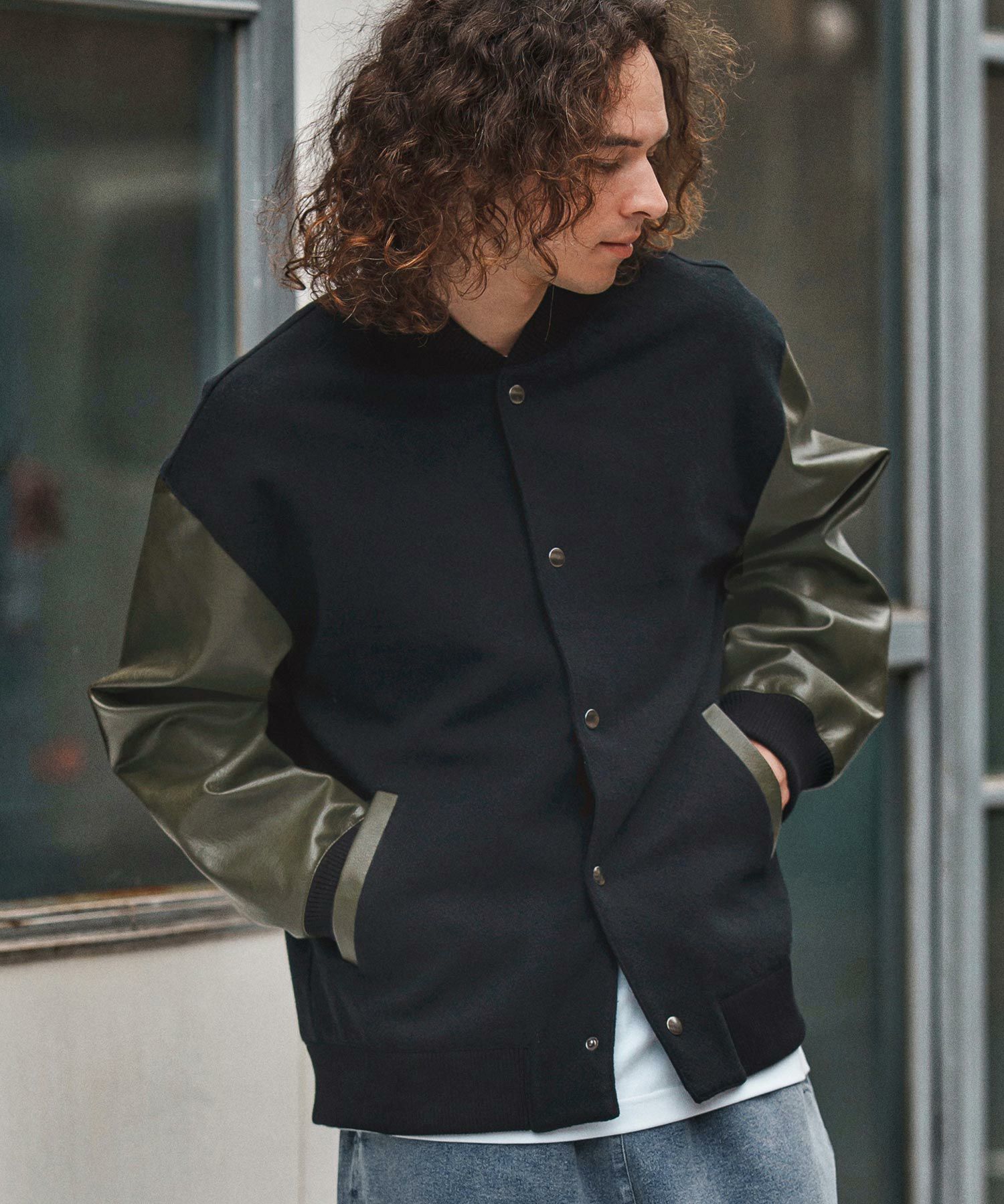 CAMBIO(カンビオ)】PUレザースリーブスタジャン(25154CM) | CAMBIO