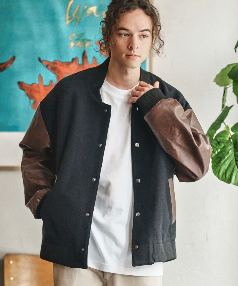 CAMBIO(カンビオ)】PUレザースリーブスタジャン(25154CM) | CAMBIO