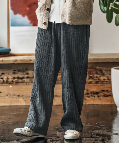 【CAMBIO(カンビオ)】【予約販売10月中旬～下旬入荷】 Fleece Lining Knit Bonding Wide Straight Pants ワイドストレートパンツ(CAM25AW-015)