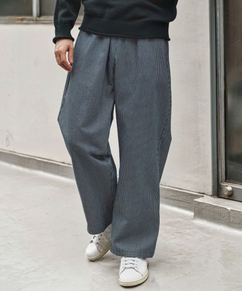 【CAMBIO(カンビオ)】【予約販売10月中旬～下旬入荷】 Denim Stripe Wide Straight Pants デニムパンツ(CAM25AW-013)
