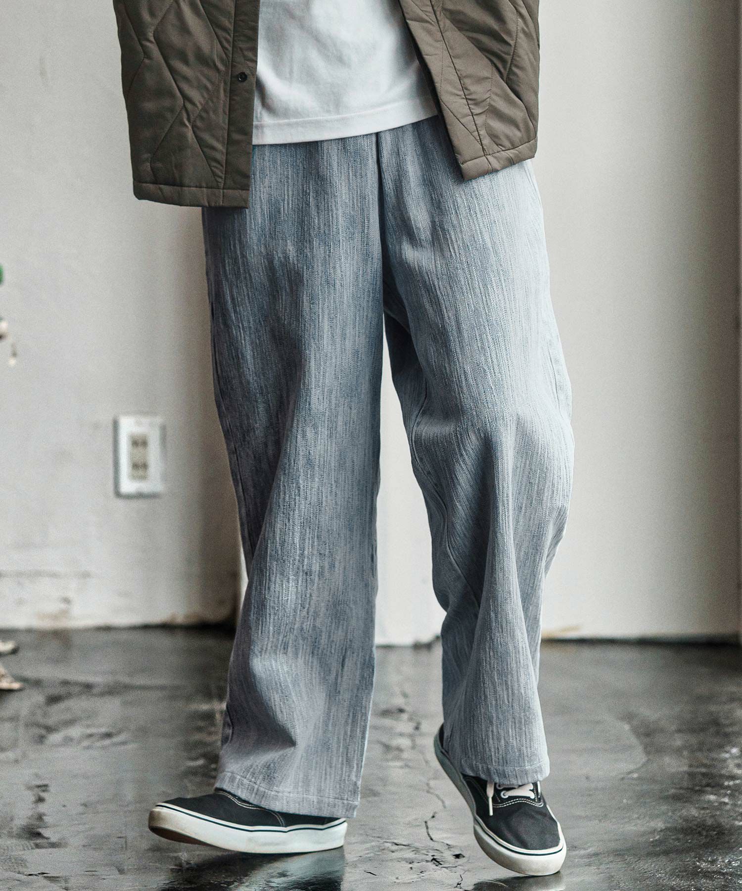 CAMBIO(カンビオ)】Denim Jacquard Wide Straight Pants ワイド