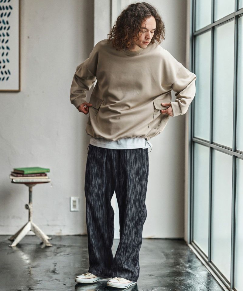 CAMBIO(カンビオ)】Denim Jacquard Wide Straight Pants ワイド