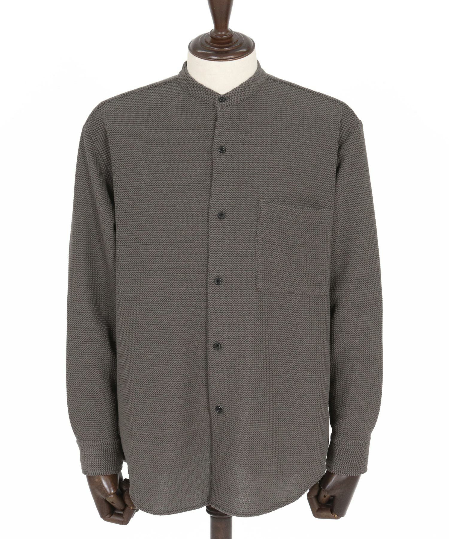 CAMBIO(カンビオ)】ラッセル編みバンドカラーシャツ(CA01-55110